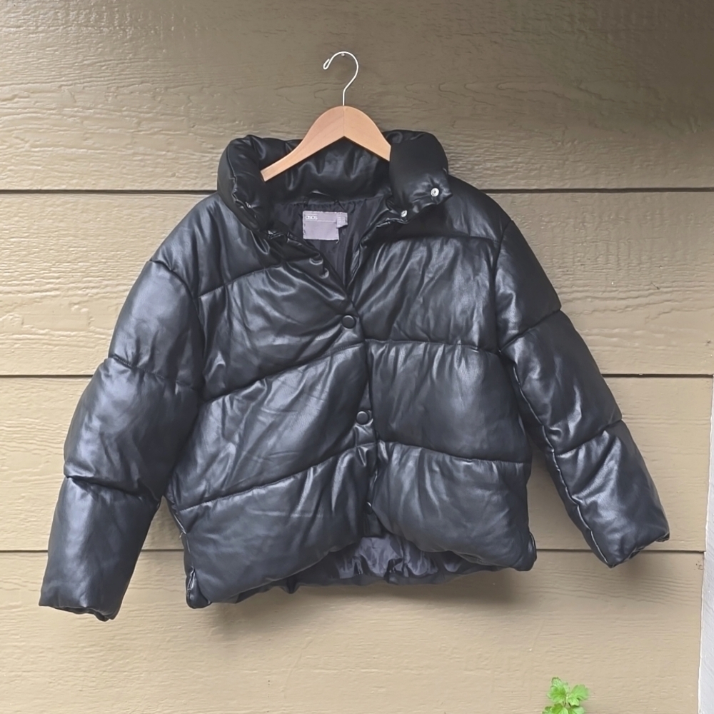 ASOS black cropped puffer vegan leather
